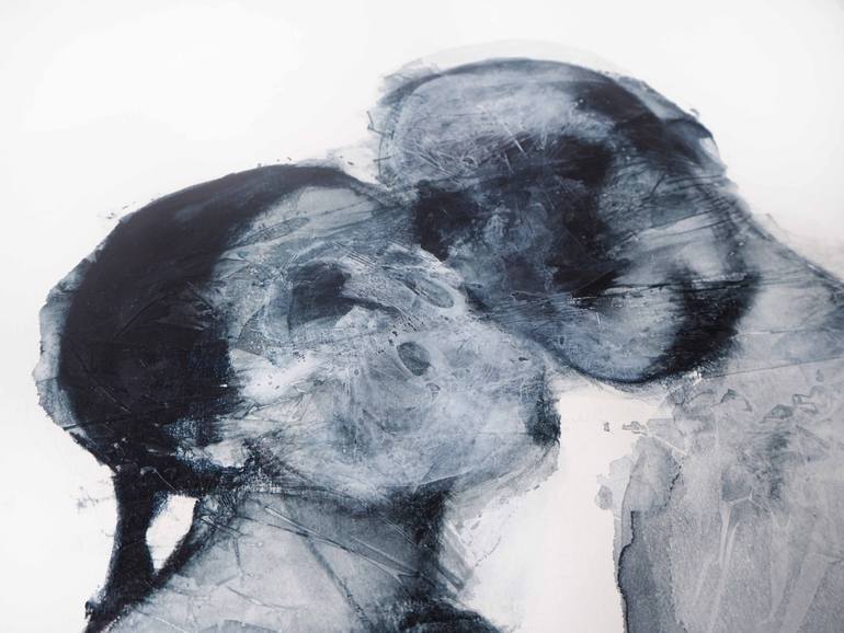 Original Abstract Expressionism People Drawing by Cynthia Gregorová