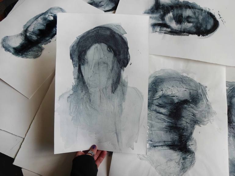 Original Expressionism Portrait Drawing by Cynthia Gregorová