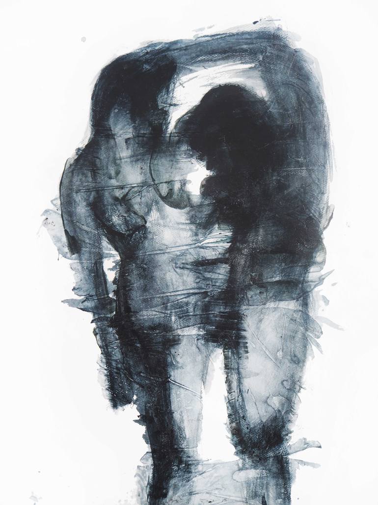Original Expressionism People Drawing by Cynthia Gregorová