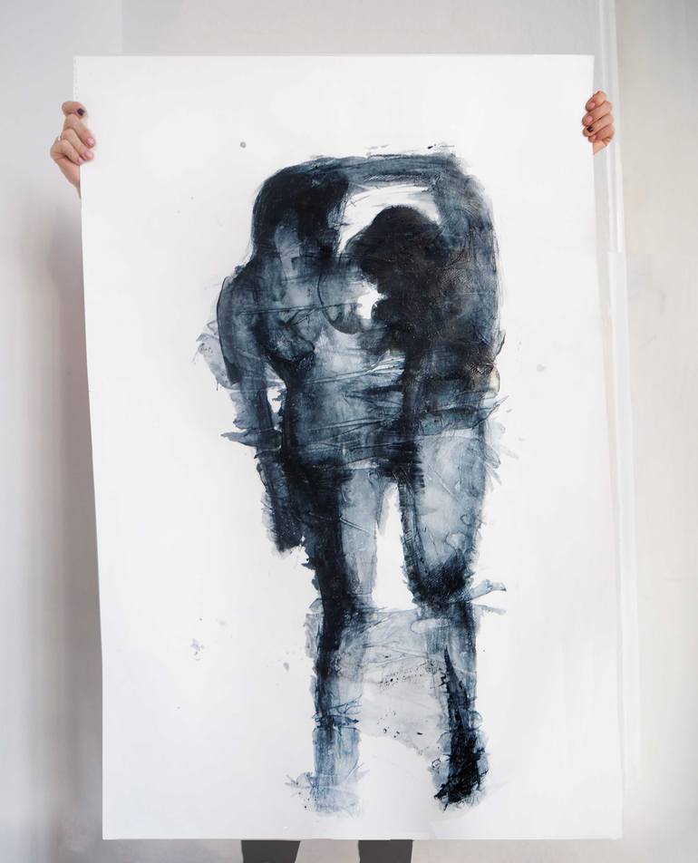 Original Expressionism People Drawing by Cynthia Gregorová