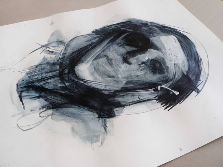 Original Expressionism People Drawing by Cynthia Gregorová