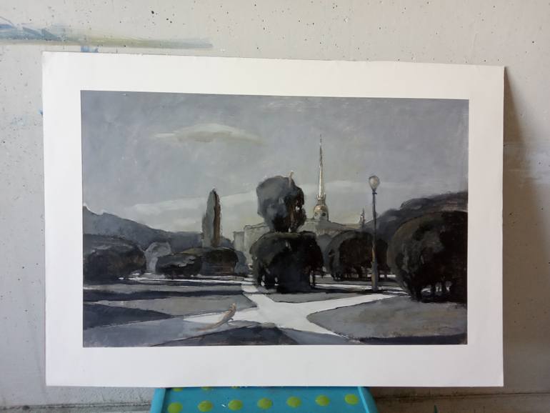 Original Impressionism Architecture Drawing by Fedora Akimova