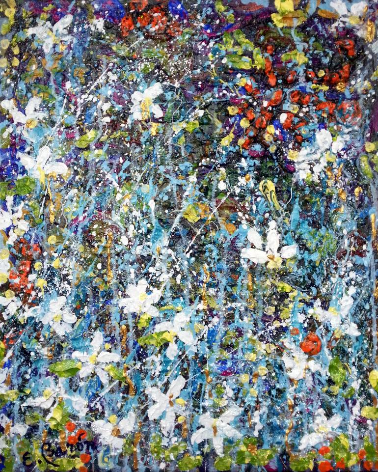 Original Abstract Floral Painting by Elena Barón