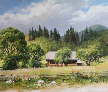 Print of Realism Garden Paintings by Viktor Zhmak