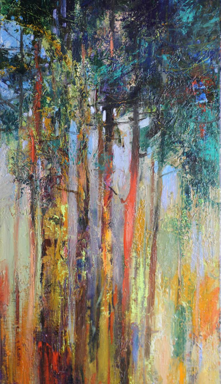 pine trees Painting by Viktor Zhmak | Saatchi Art