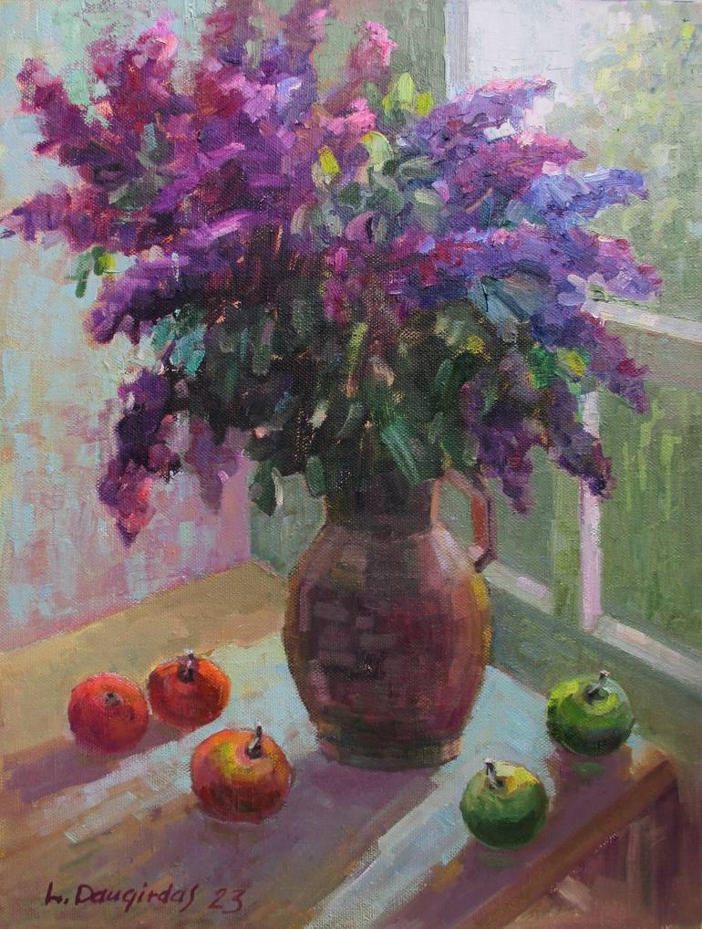 Lilac Painting Flowers Original Artwork Still Life Lilac Painting