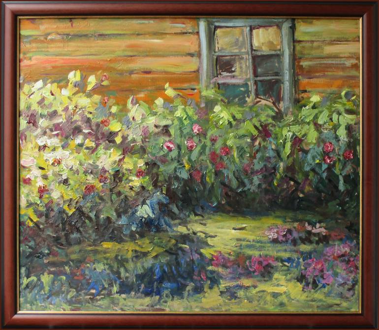 Original Impressionism Garden Painting by Liudvikas Daugirdas