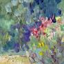 The artwork captures the moment of peacefulness and beauty of the summer park. The unique oil painting on a canvas. The artwork is executed in the style of Impressionism with the elements of Expressionism.