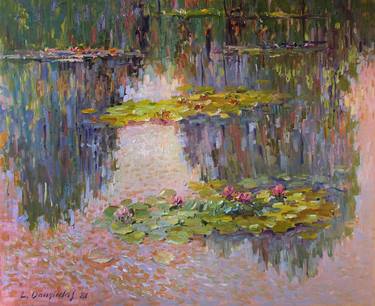 Saatchi Art Artist Liudvikas Daugirdas; Paintings, “Water lilies with reflections (1)” #art