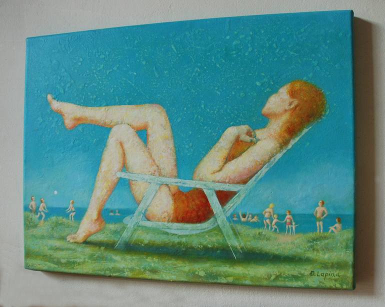 Original Figurative Beach Painting by Dace Lapina