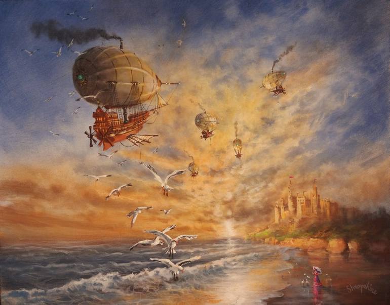 Airship Armada Painting by Tom Shropshire Saatchi Art