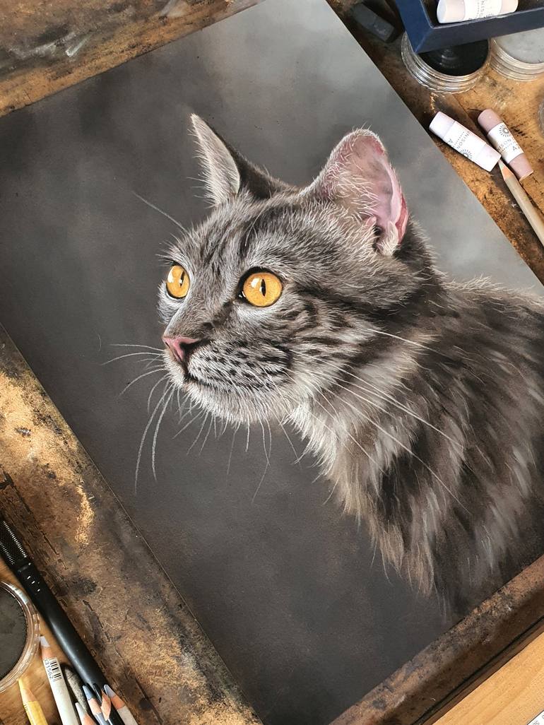 Original Fine Art Cats Painting by Sean Afford