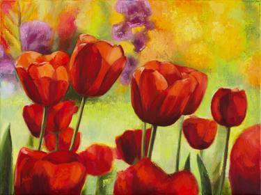 Print of Impressionism Floral Paintings by Szilvia Banki