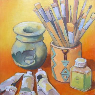 Original Art Deco Still Life Paintings by Szilvia Banki