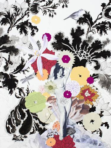 Original Black & White Nature Mixed Media by Lauren Matsumoto