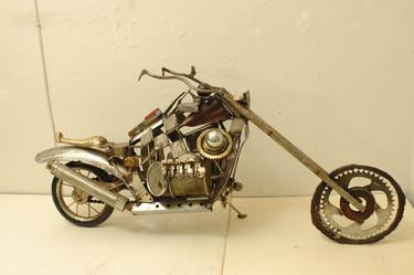 Original Motorcycle Sculpture by Linus Coraggio