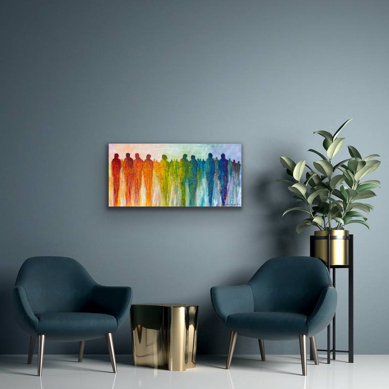 Original Abstract People Painting by Margarita Lypiridou