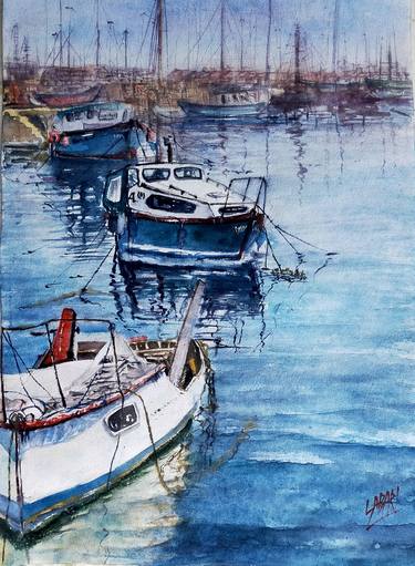 Original Fine Art Boat Paintings by sabari girish