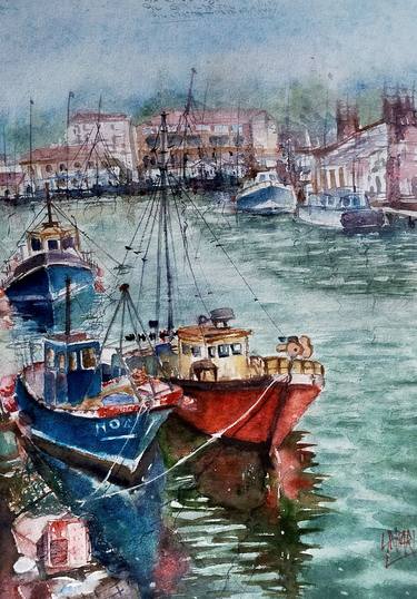 Print of Contemporary Boat Paintings by sabari girish