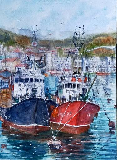 Original Contemporary Boat Painting by sabari girish