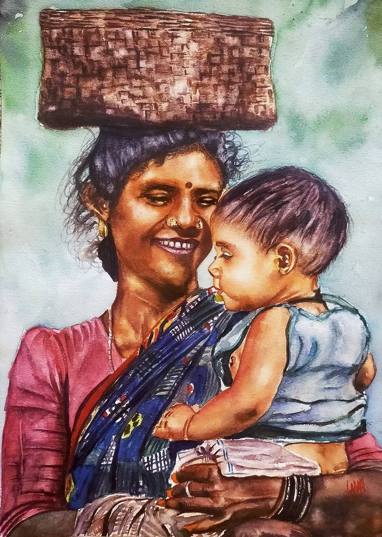 Mothers Love Painting by sabari girish | Saatchi Art