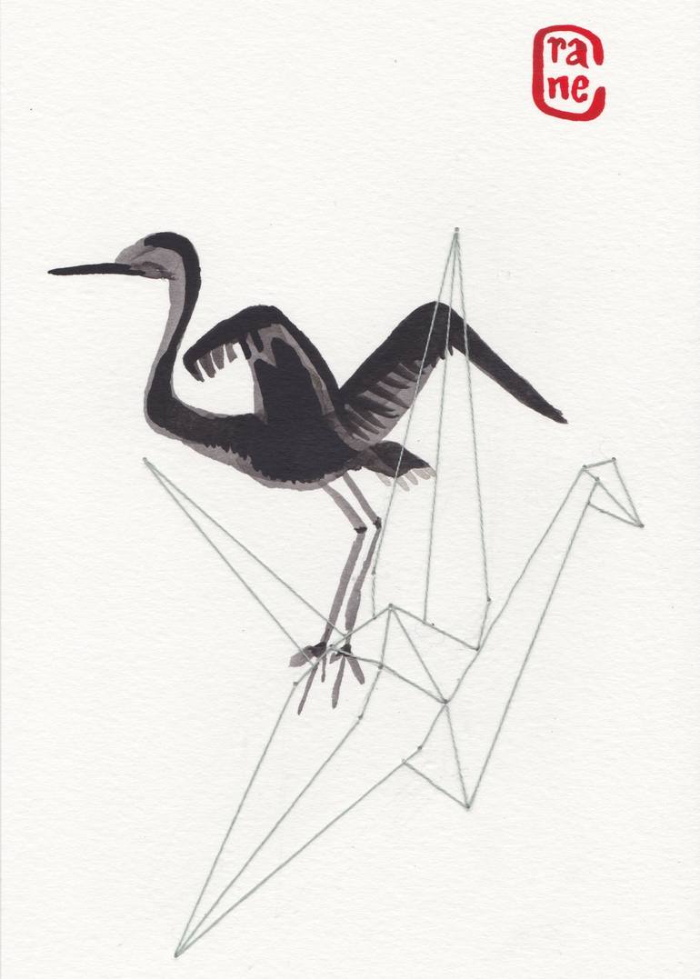 Paper Crane Drawing by Natalie Ciccoricco | Saatchi Art