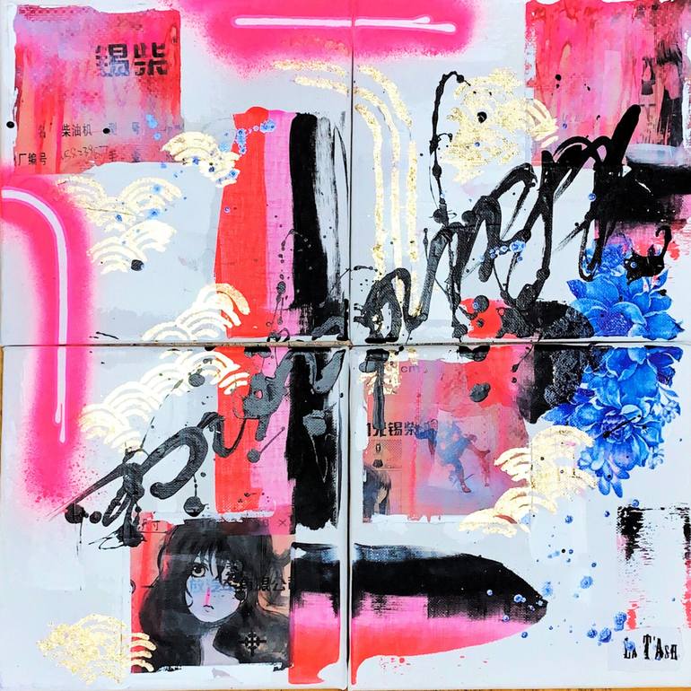 Original Abstract Comics Mixed Media by La TAsh