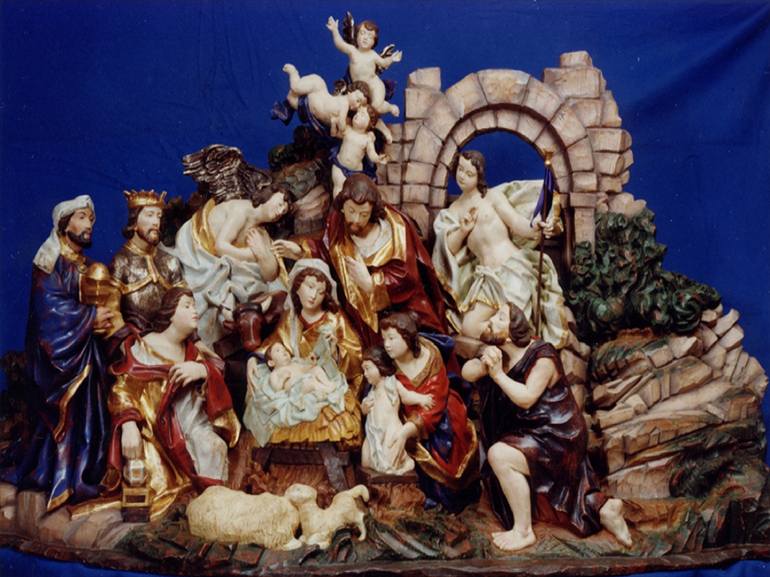 Nativity woodcarving - Print