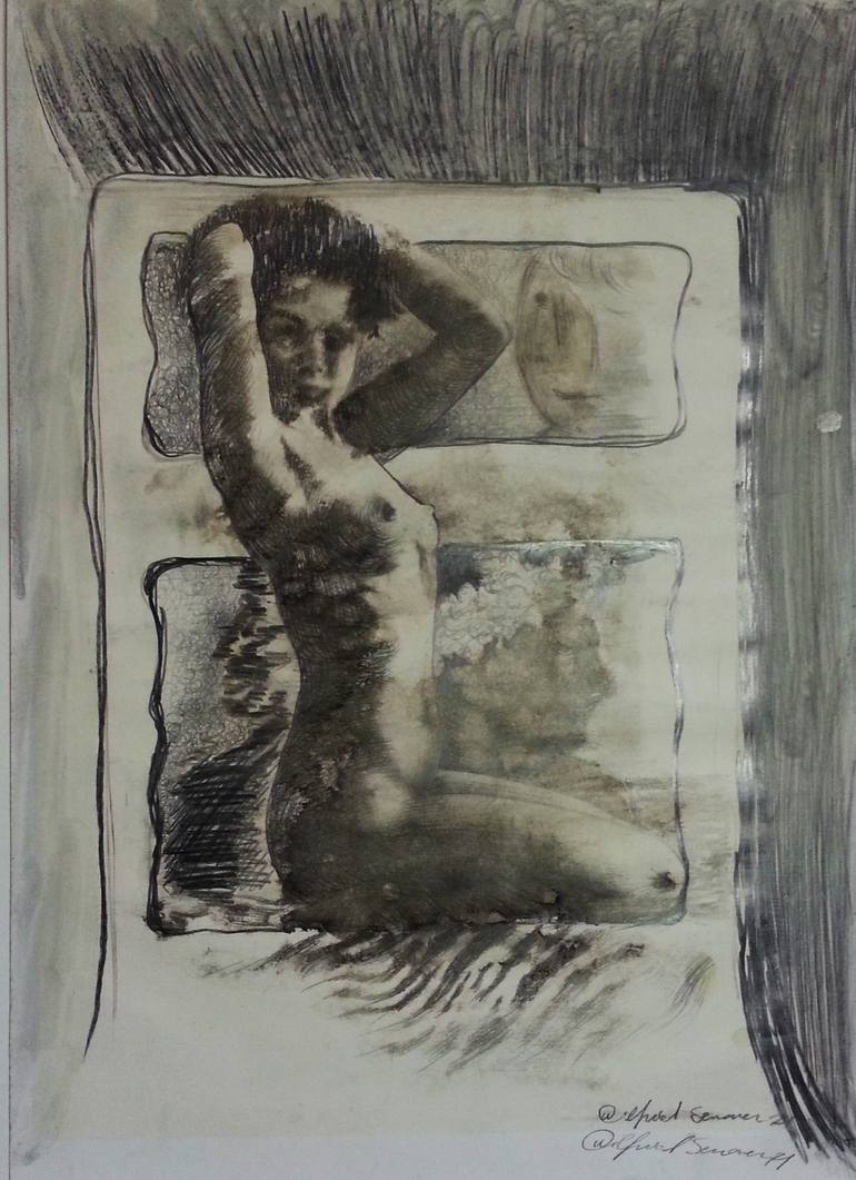 A naked woman posing Drawing by Wilfried Senoner | Saatchi Art