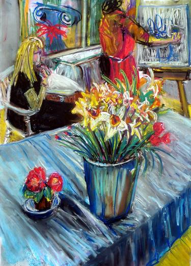 Still Life Class with Daffs (SOLD - 20/3/15) thumb