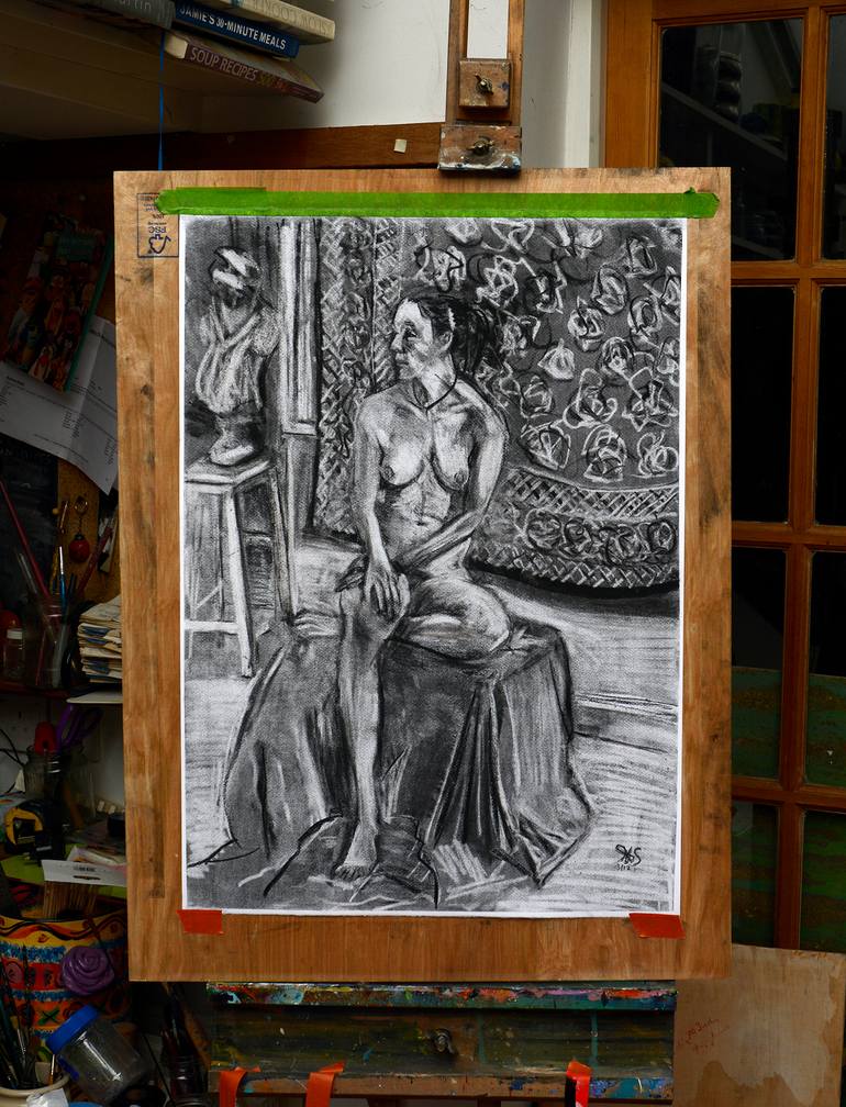 Original Figurative Nude Drawing by Toby Moate