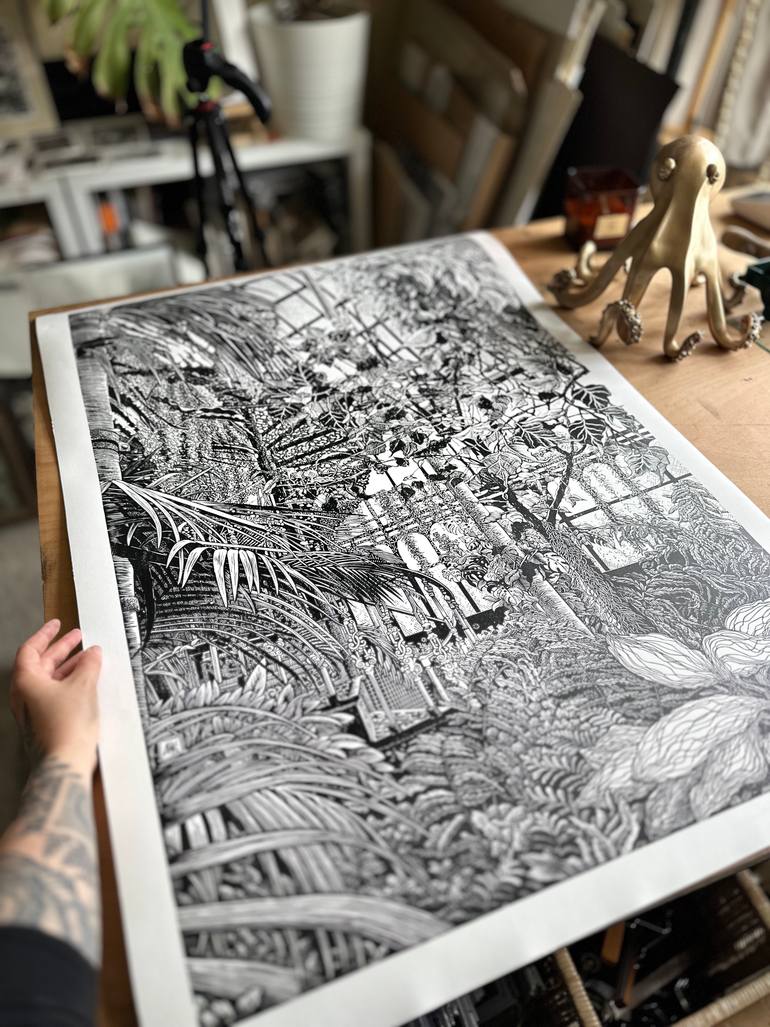 Original Antique Architecture Printmaking by Aga Kubish