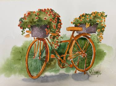 Flowers on a bicycle -2 thumb