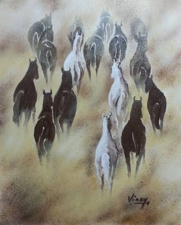 Original Fine Art Horse Paintings by VINAY BABAR