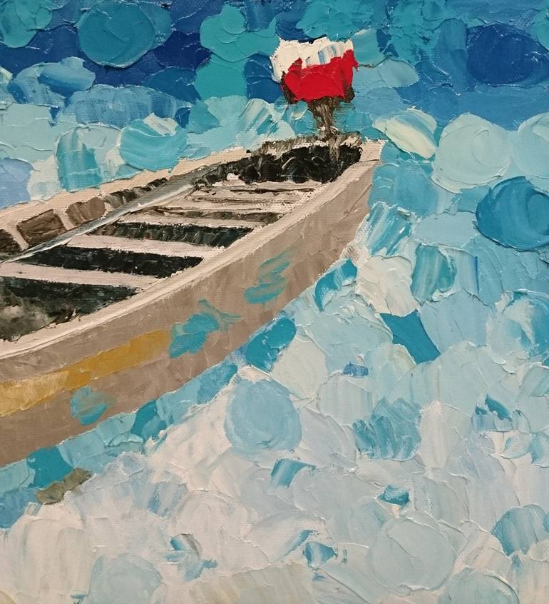 Original Boat Painting by VINAY BABAR