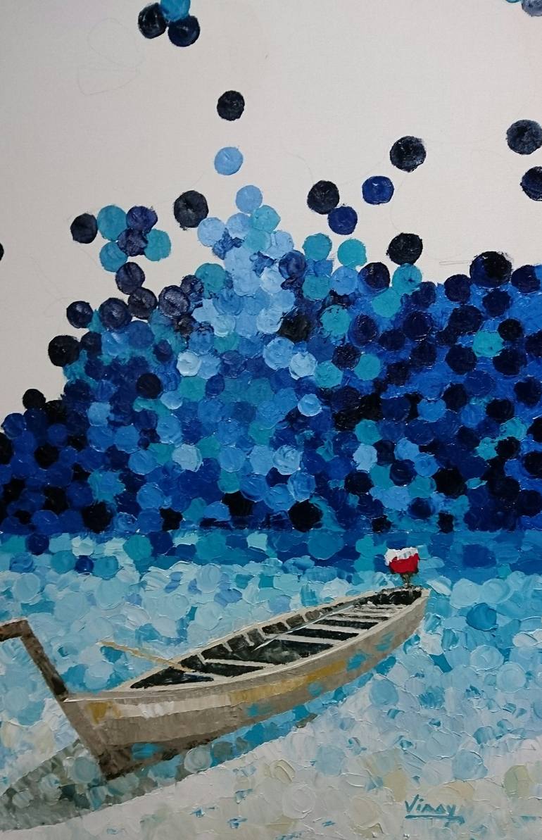 Original Boat Painting by VINAY BABAR