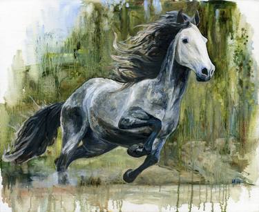 Print of Impressionism Horse Paintings by Irina Viatkina