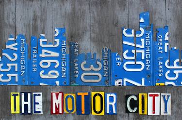 Detroit Skyline License Plate Art thumb