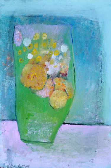 Flowers in a green vase thumb