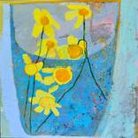 Tulips in a blue vase by Brooke Wandall
