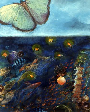 Original Surrealism Seascape Collage by Naomi Osnos