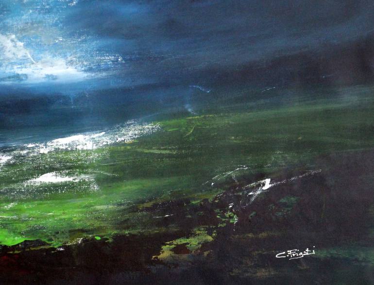 Original Abstract Expressionism Landscape Painting by cecilia frigati