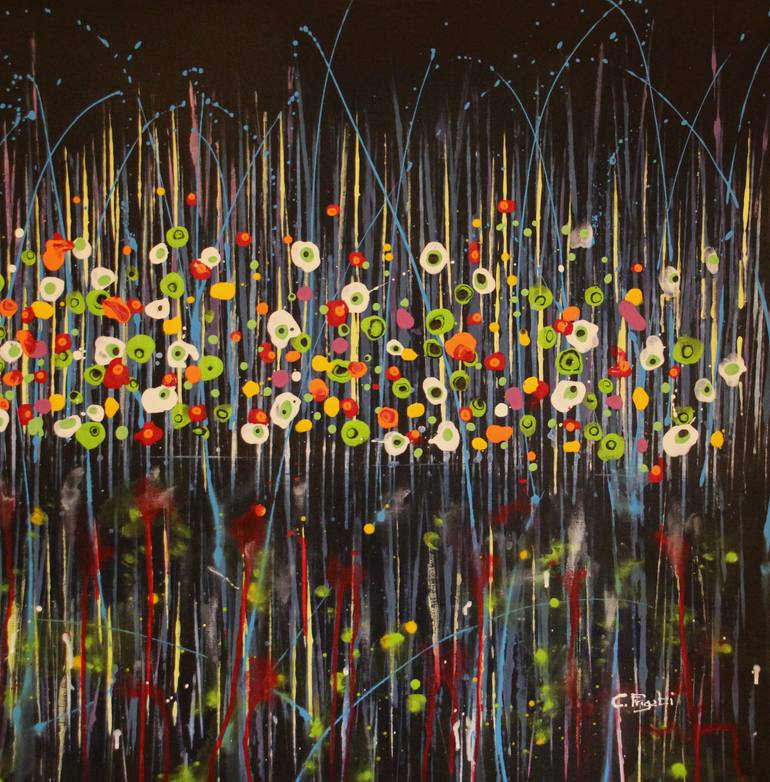 Original Abstract Floral Painting by Cecilia Frigati
