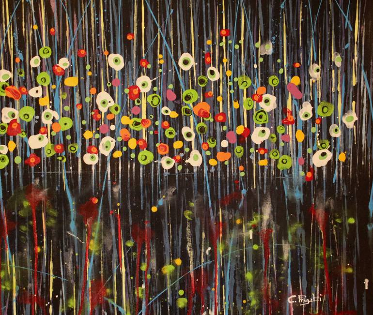 Original Abstract Floral Painting by Cecilia Frigati