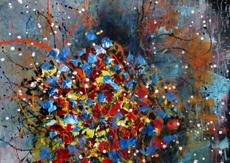 Original Abstract Expressionism Floral Painting by cecilia frigati