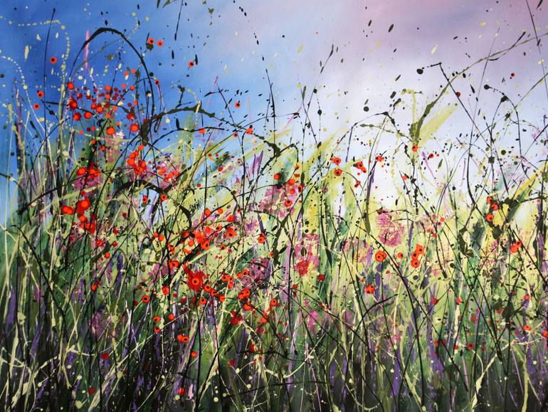 Original Abstract Expressionism Floral Painting by Cecilia Frigati