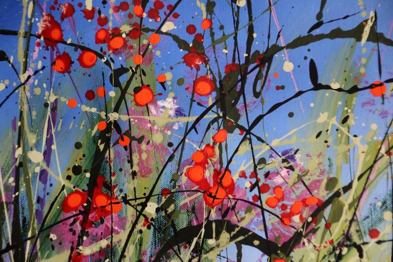 Original Abstract Expressionism Floral Painting by Cecilia Frigati