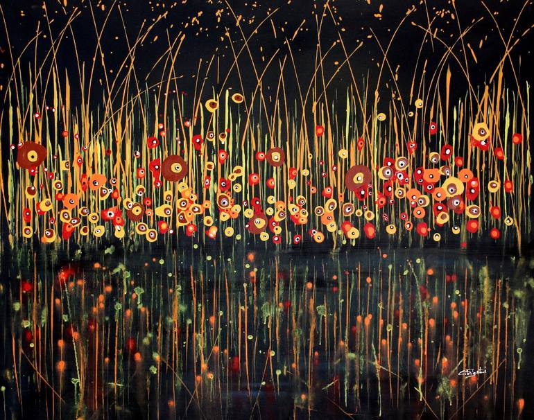 Print of Abstract Expressionism Floral Paintings by Cecilia Frigati