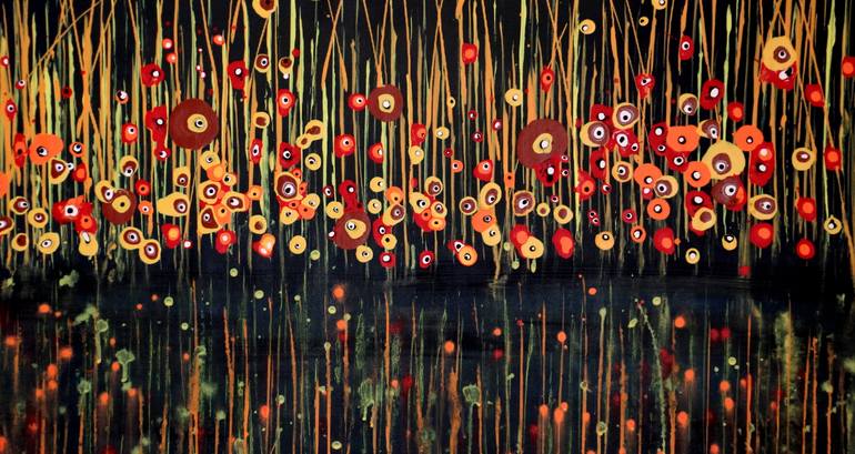 Original Abstract Expressionism Floral Painting by Cecilia Frigati