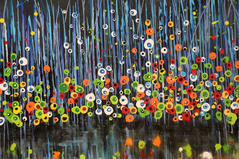 Original Abstract Expressionism Floral Painting by Cecilia Frigati